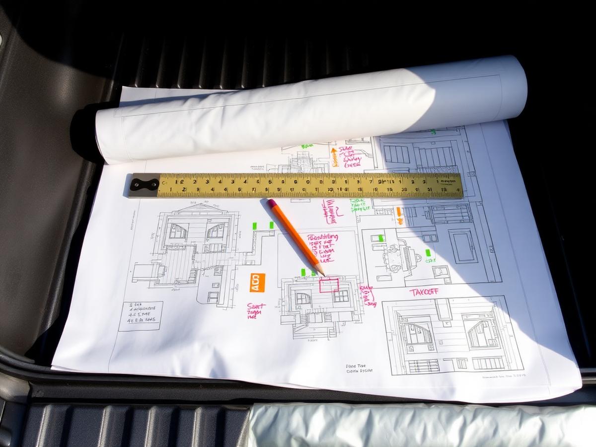 Drawings marked up for takeoff